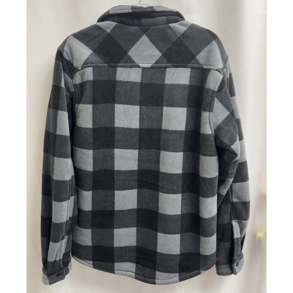 Member's Mark Men's Sherpa Lined Shacket Size Small Grey Buffalo Plaid - Picture 2 of 10